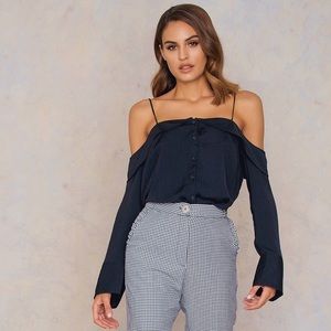 Free People Walk This Way Blouse in Black Size Medium